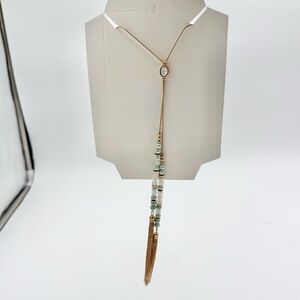 Romolo Gold Tone Beaded Tassel Long Fashion Necklace